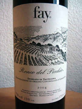 Ronco del Picchio, Sforzato di Valtellina, Fay, 2004