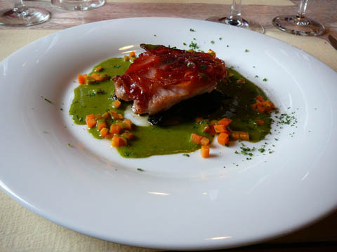 Saltimbocca de ris de veau aux morilles et ail des ours Restaurant l'Auberge du Rendez-Vous, Aumont Saltimbocca de ris de veau aux morilles et ail des ours