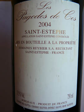 Les Pagodes de Cos, Saint-Estèphe, 2004 Les Pagodes de Cos, Saint-Estèphe, 2004
