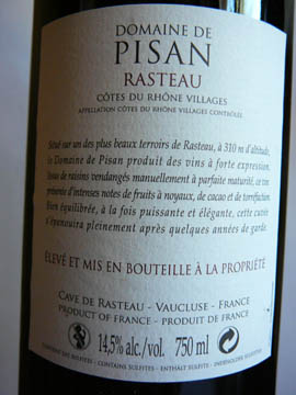 Domaine Pisan, Rasteau, Côtes du Rhône Villages, 2006 Domaine Pisan, Rasteau, Côtes du Rhône Villages, 2006