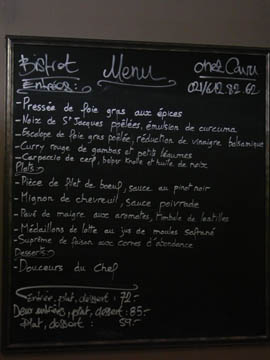 Chez Cavu - Ardoise du soir