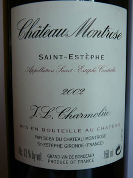 Château Montrose, Deuxième Cru Classé,  Saint-Estèphe, 2002