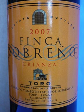 Finca Sobreno Crianza, Toro, 2007 Finca Sobreno Crianza, Toro, 2007
