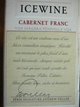 IceWine Cabernet Franc, Peller Estates, 2004