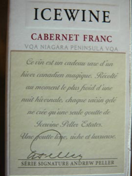 IceWine Cabernet Franc, Peller Estates, 2004 IceWine Cabernet Franc, Peller Estates, 2004