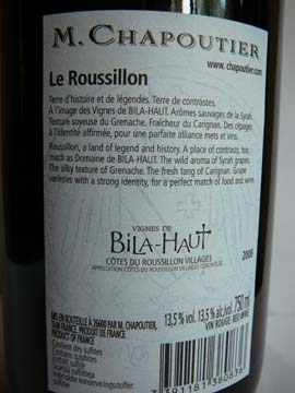 Les Vignes de Bila Haut, Côtes du Rousillon Villages, 2009 Les Vignes de Bila Haut, Côtes du Rousillon Villages, 2009