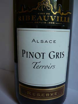 Pinot Gris Réserve Terroirs, Cave de Ribeauvillé, 2008