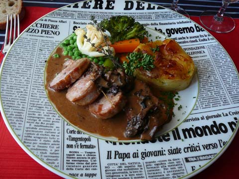 Médaillons de filet de porc aux morilles Café Restaurant du Soleil - Forel