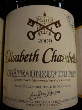 Châteauneuf du Pape Elisabeth Chambellan rouge 2009