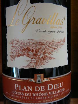 Gravillas Côtes du Rhône Plan de Dieu 2010