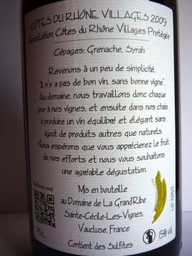 Le Grand Ribe Côtes du Rhône Villages 2009 Le Grand Ribe Côtes du Rhône Villages 2009