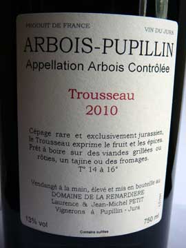 Trouseau Domaine de la Renardière 2010