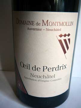 Oeil de Perdrix, Domaine de Montmollin 2012