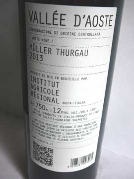 Müller Thurgau 2013, Institut Agricole Régional Aoste