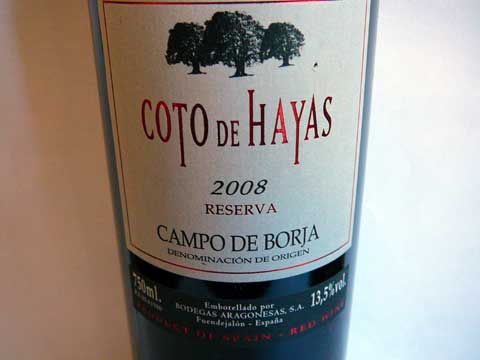 Coto de Hayas Reserva 2008