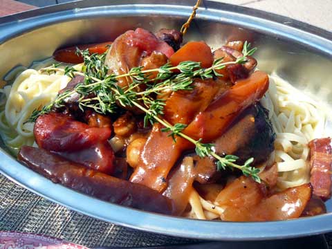 Onglet de veau, garniture grand-mère
