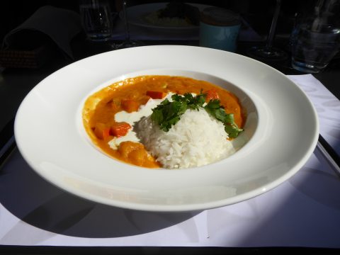 Curry de courge, riz basmati, yogourt