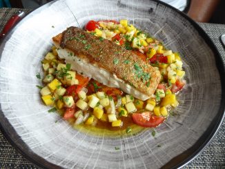 Filet de cabillaud, sauce vierge exotique, patates douces