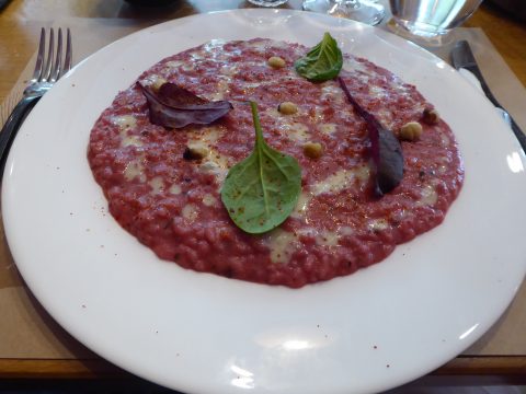 Risotto aux betteraves et au gorgonzola