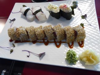 Uramaki Spicy : Thon, épices ‘Togarashi’, sésame / Nigiri poulpe & crabe royal mayonnaise