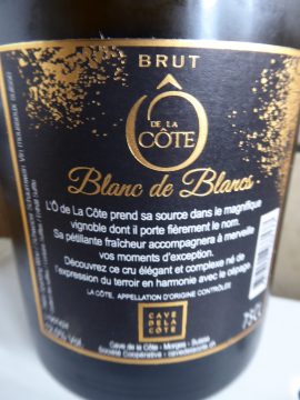 Ô de la Côte, Mousseux Blanc de Blanc, Cave de la Côte