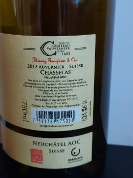 Neuchâtel Blanc Sélection Tradition 2020, Chateau Auvernier