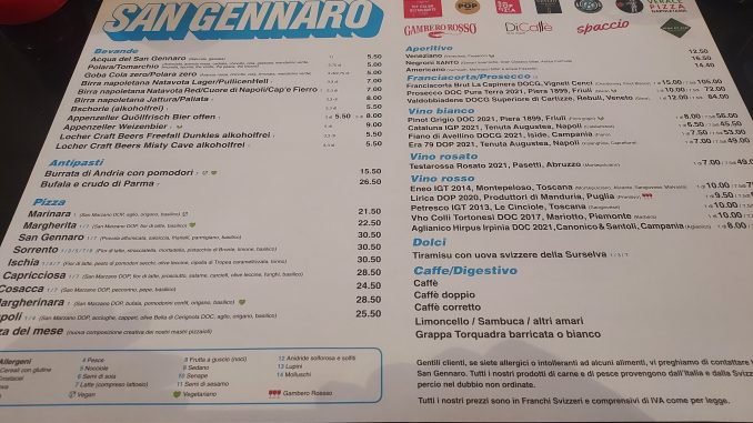 Restaurant Pizzeria San Gennaro Zurich HB