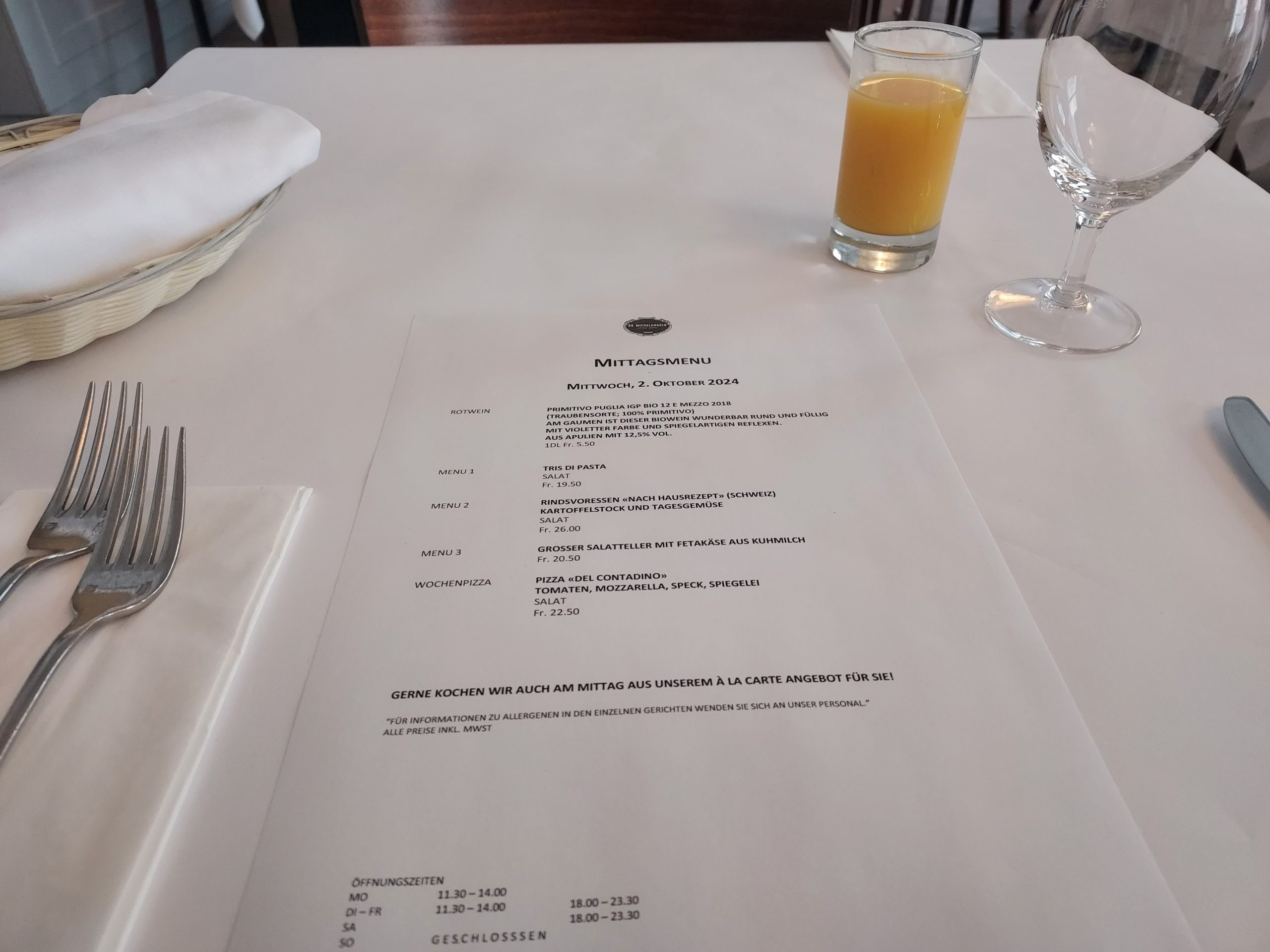 Restaurant Da Michelangelo, Zurich