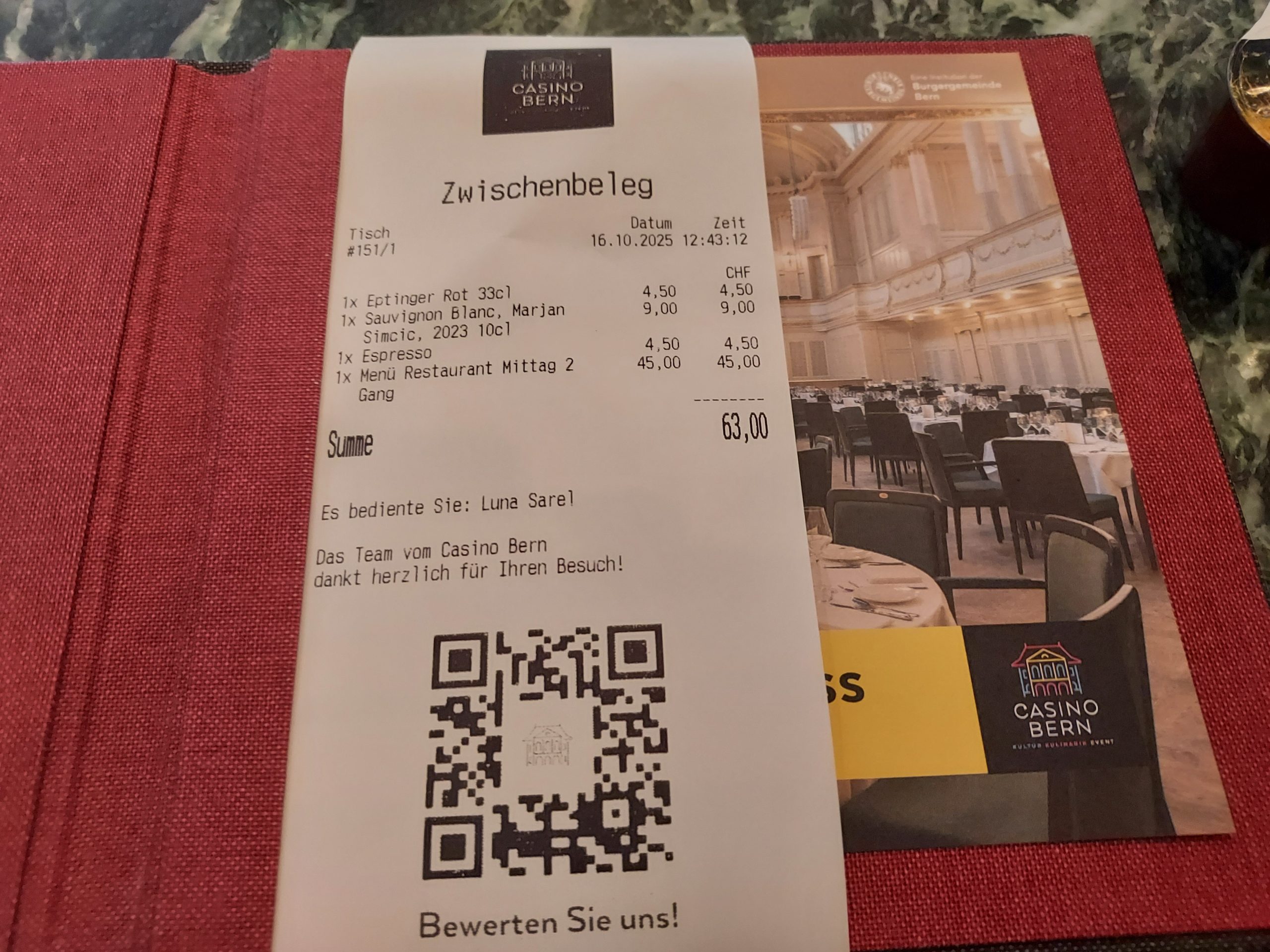 Restaurant du Casino, Berne