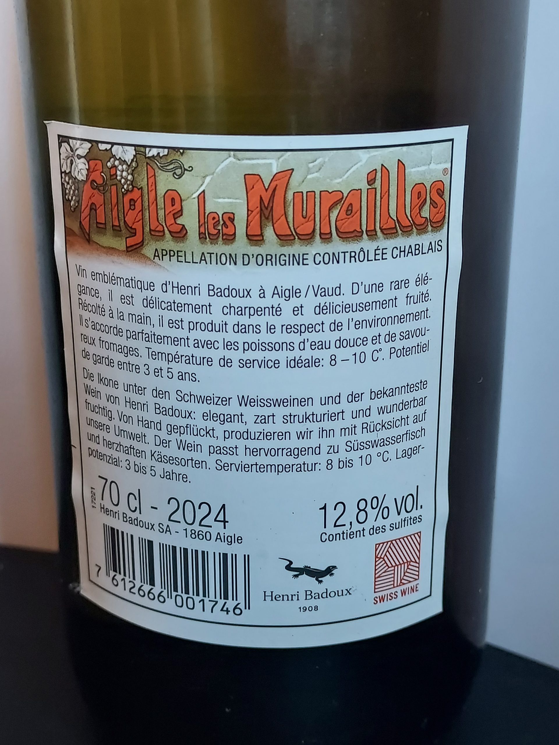 Aigle Les Murailles, Henri Badoux, Chasselas, AOC Chablais